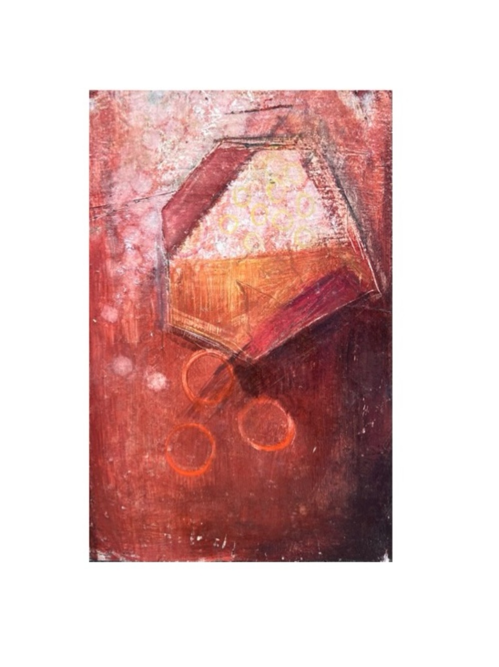 Modern Mixed Media Abstract Wall Art in Red and Orange